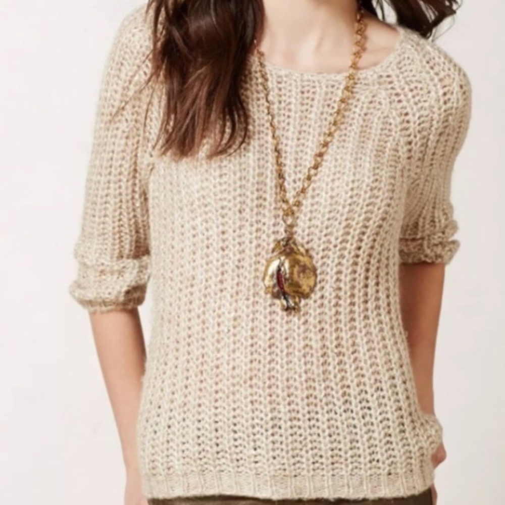 Anthropologie Knitted & Knotted Sunstitch Sweater